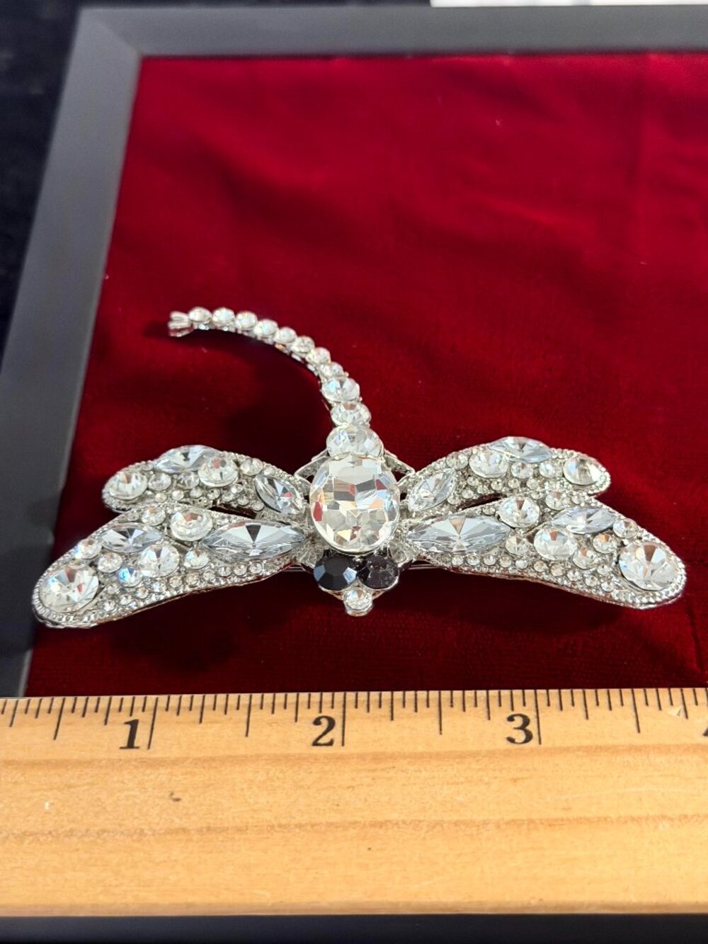 Silver-Tone Rhinestone Dragonfly Brooch
